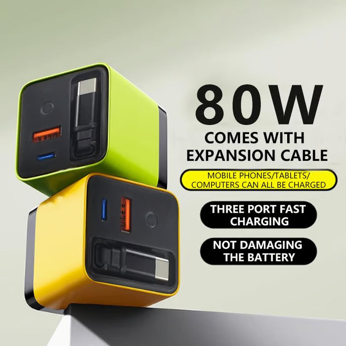 Promotion 49% OFF- 3 in 1 Charger Retractable 80W MAX Fast