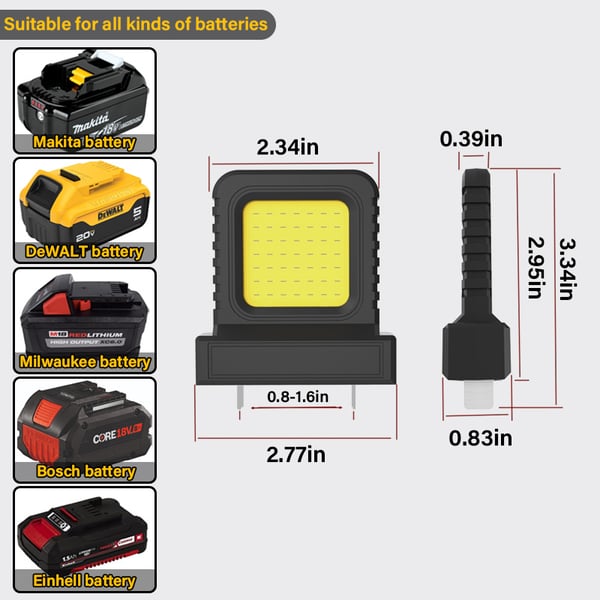High brightness floodlight - for all power tool batteries