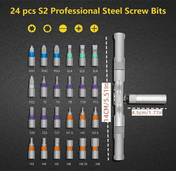 24 in 1 DlY Screwdriver Set Magnetic Compact and Portable Ratchet Screwdriver