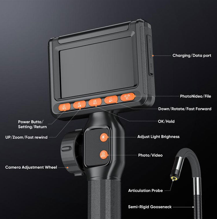 Main Two-Way Industrial Endoscope Camera-5.5FT with 32GB Card