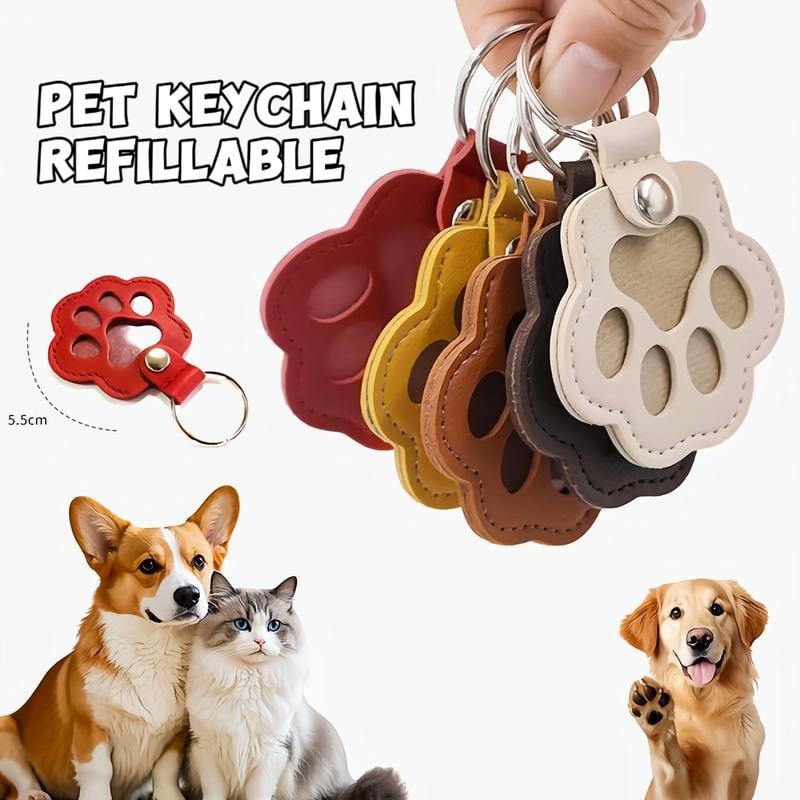 Pet Paw Shaped Leather Keychain