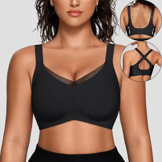 Women Wireless V-Neck Mesh Bralette