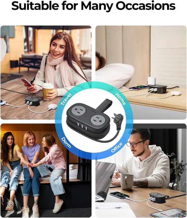 7 in 1 Power Strip, ORICO 4 Outlets 3 USB Ports