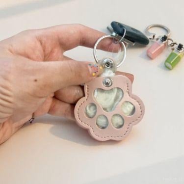 Pet Paw Shaped Leather Keychain