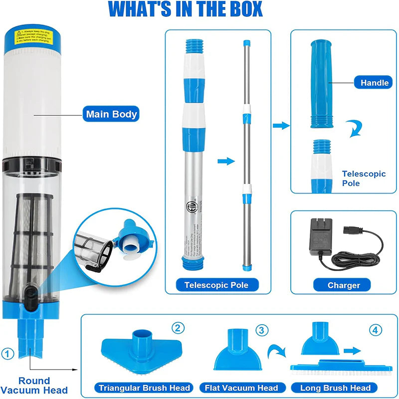3 in 1CordlessRechargeable PoolVacuum Cleaner