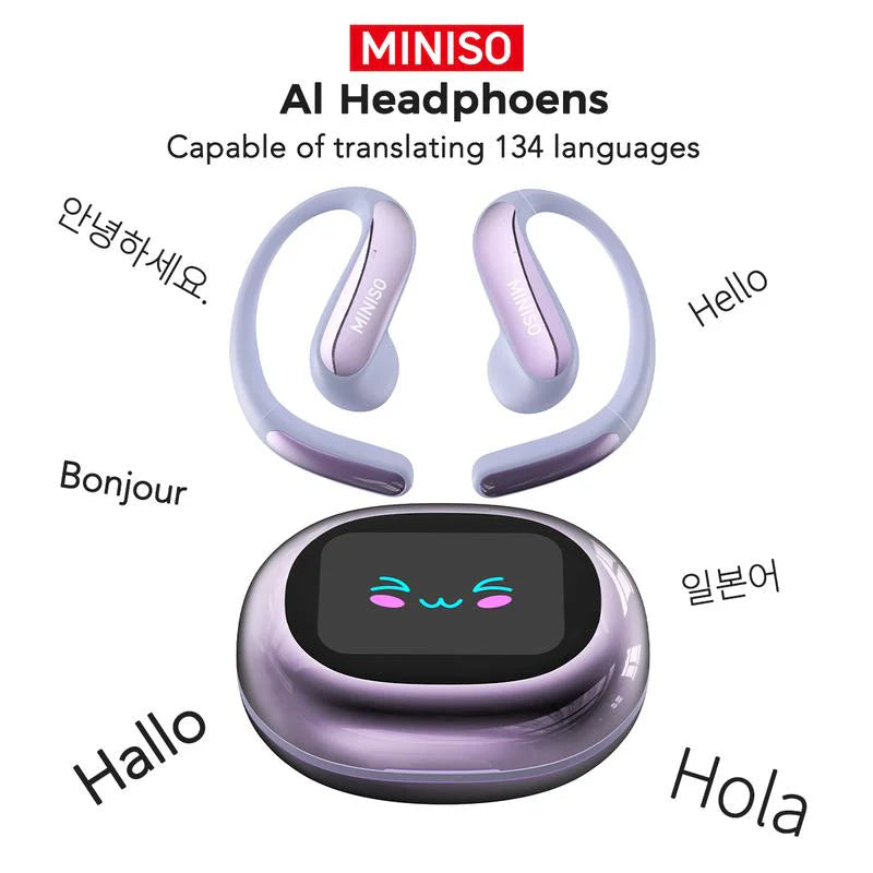 Wireless Bluetooth Translator Earphones, Featuring a Color Touchscreen, Ergonomic Design, 40-Hour Battery Life