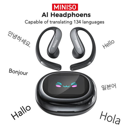 Wireless Bluetooth Translator Earphones, Featuring a Color Touchscreen, Ergonomic Design, 40-Hour Battery Life