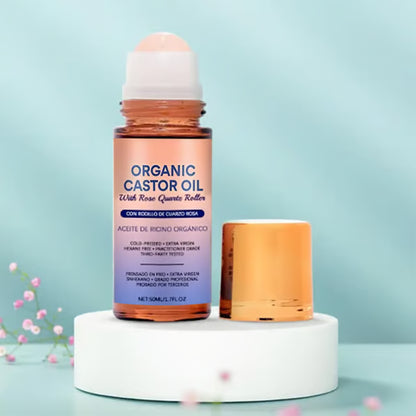Organic Golden Castor Oil Roll-On with Rose Quartz