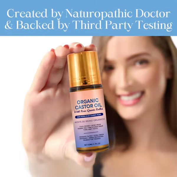 Organic Golden Castor Oil Roll-On with Rose Quartz